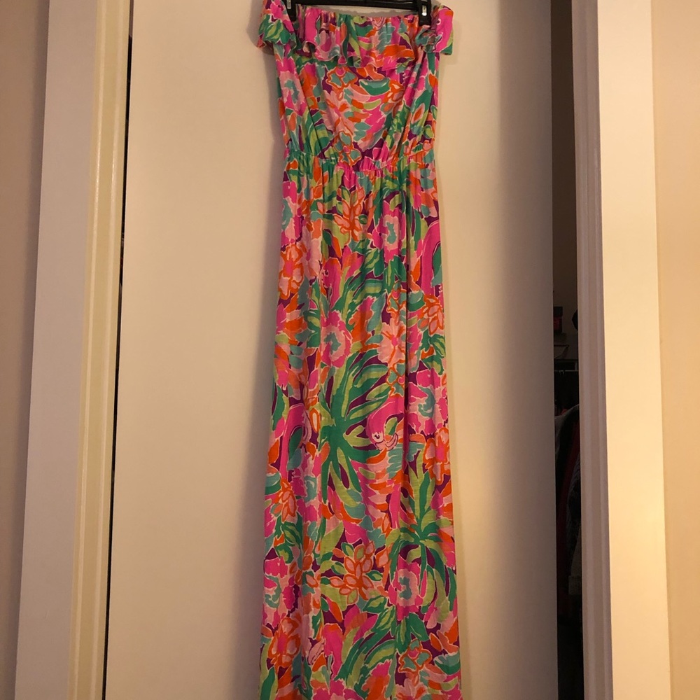 Lilly Pulitzer strapless maxi dress, size L